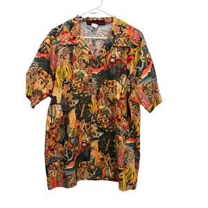 Dangerous Willis Shirt Eugene Savage Hawaiian Aloha Cotton Multicolor Size XL